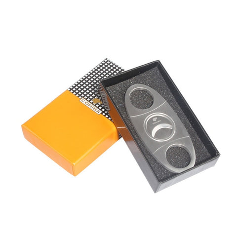 Image of COHIBA Cigar Cutter Brand New Stainless Steel Metal Classic Cigar Cutter Guillotine With Gift Box Christmas Cigar Scissors Gift
