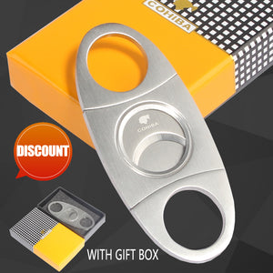 COHIBA Cigar Cutter Brand New Stainless Steel Metal Classic Cigar Cutter Guillotine With Gift Box Christmas Cigar Scissors Gift