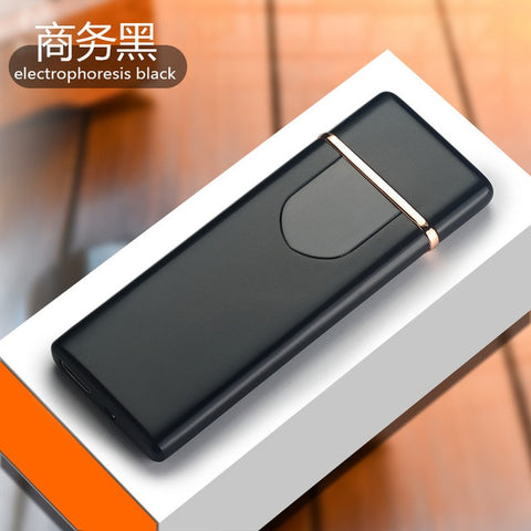 Image of Charging lighter Touch induction windproof electronic ultra-thin USB cigarette lighter custom Metal