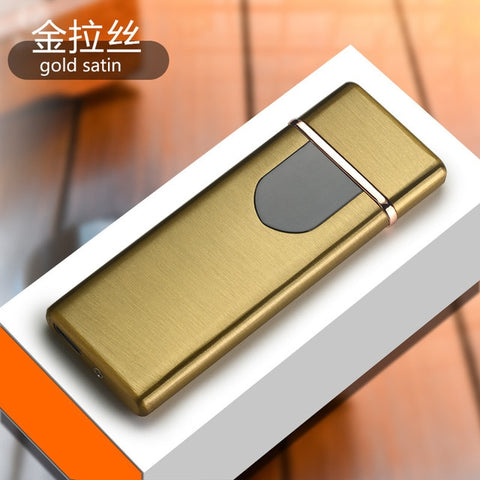 Image of Charging lighter Touch induction windproof electronic ultra-thin USB cigarette lighter custom Metal
